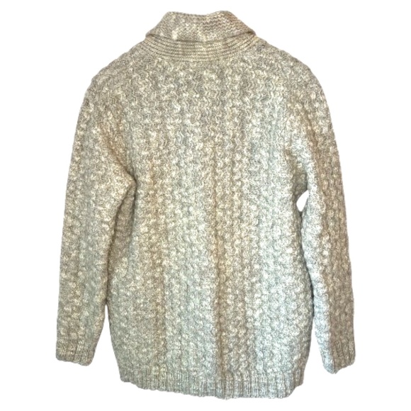Vintage Tundra 100% Virgin Wool Knit Shawl Collar Cardigan Button Up Sweater L - Picture 2 of 6